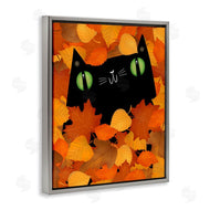 Gabriela Avila | Whimsical Cat Peeking Fall Leaves