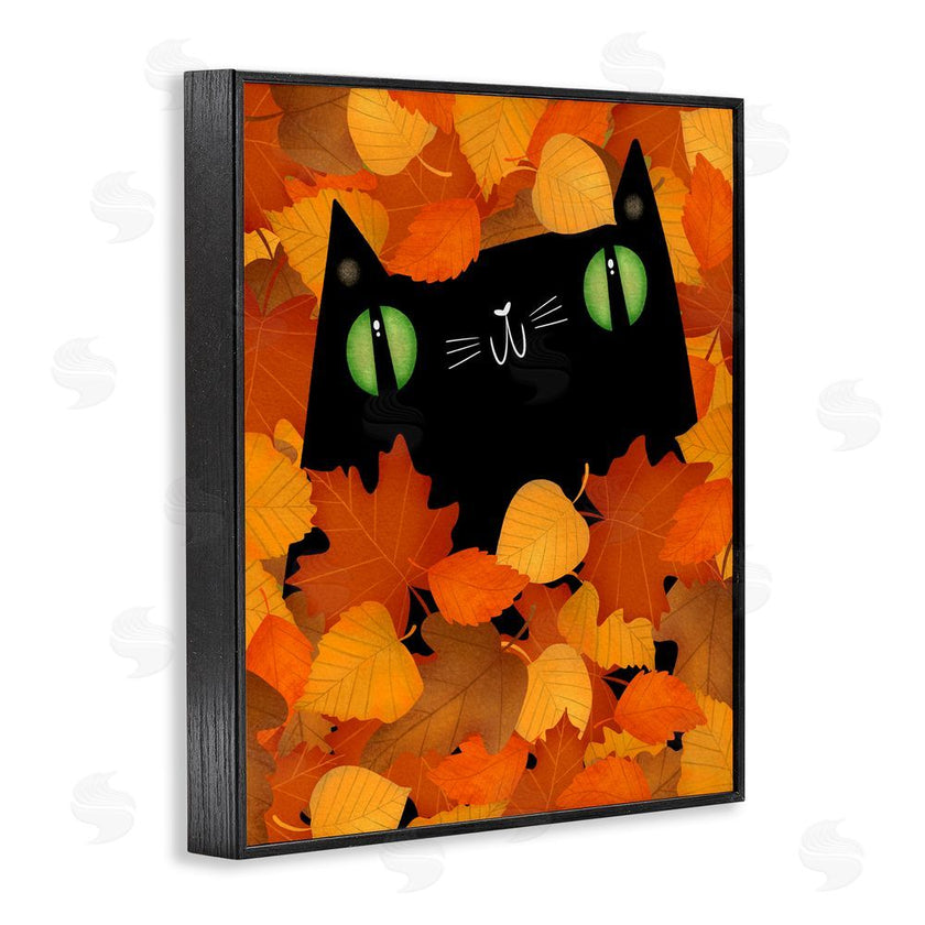 Gabriela Avila | Whimsical Cat Peeking Fall Leaves