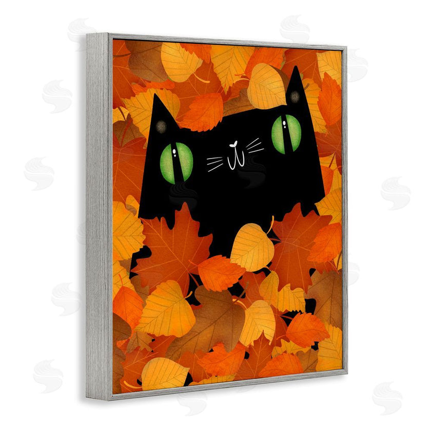 Gabriela Avila | Whimsical Cat Peeking Fall Leaves