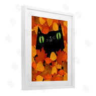 Gabriela Avila | Whimsical Cat Peeking Fall Leaves