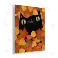 Gabriela Avila | Whimsical Cat Peeking Fall Leaves