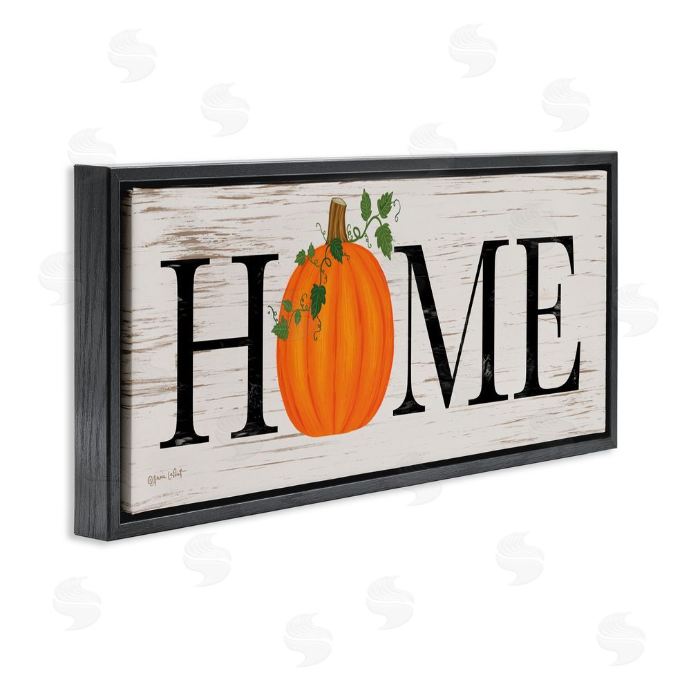 Annie LaPoint Rustic Pumpkin Home Lettering Black Floating Frame Canvas Wall Art Print