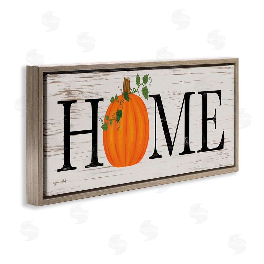 Annie LaPoint Rustic Pumpkin Home Lettering Brown Floating Frame Canvas Art Print