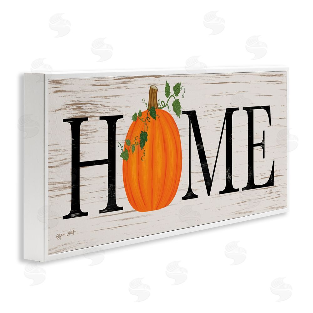 Annie LaPoint Rustic Pumpkin Home Lettering White Frame Giclee Art Print