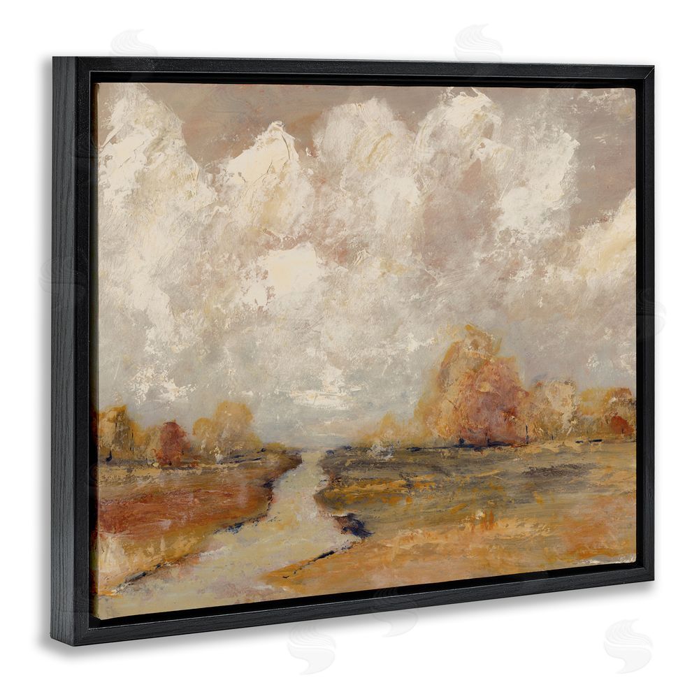 Amanda Hilburn Golden Day Landscape Black Floating Frame Canvas Wall Art Print
