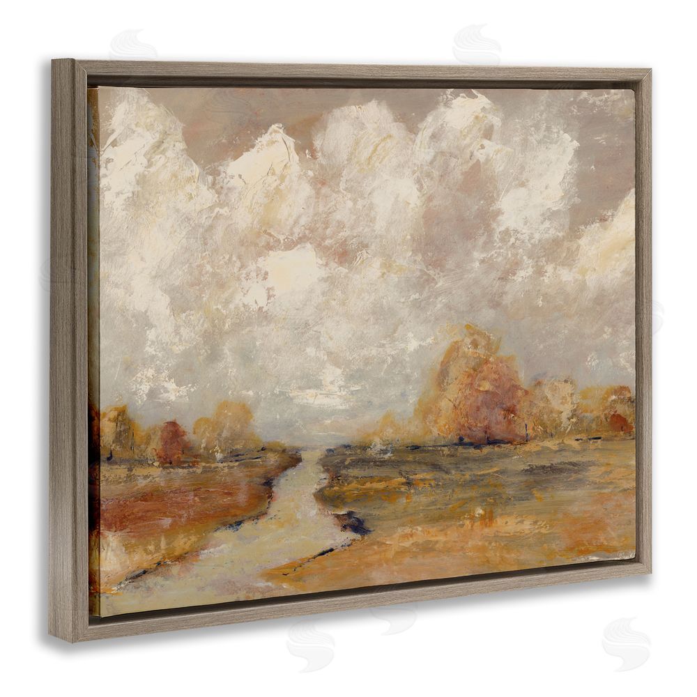 Amanda Hilburn Golden Day Landscape Brown Floating Frame Canvas Wall Art Print