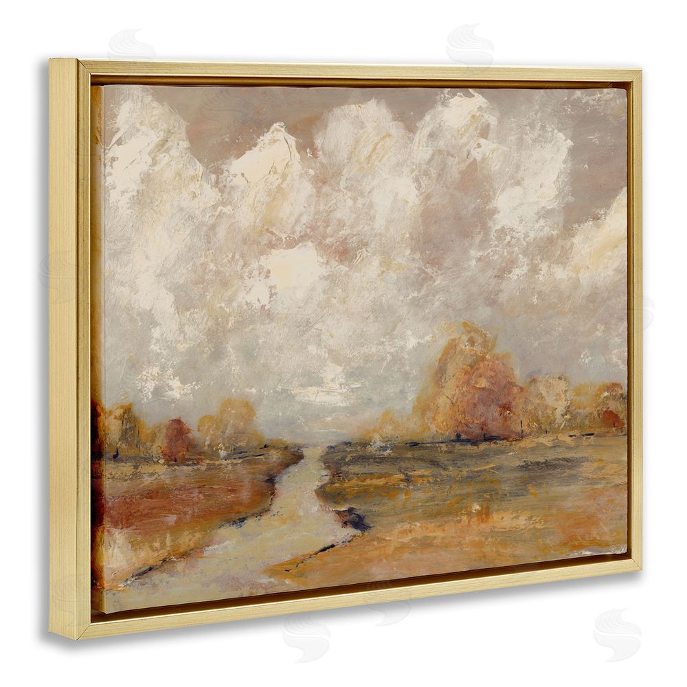 Amanda Hilburn Golden Day Landscape Gold Floating Frame Canvas Wall Art Print