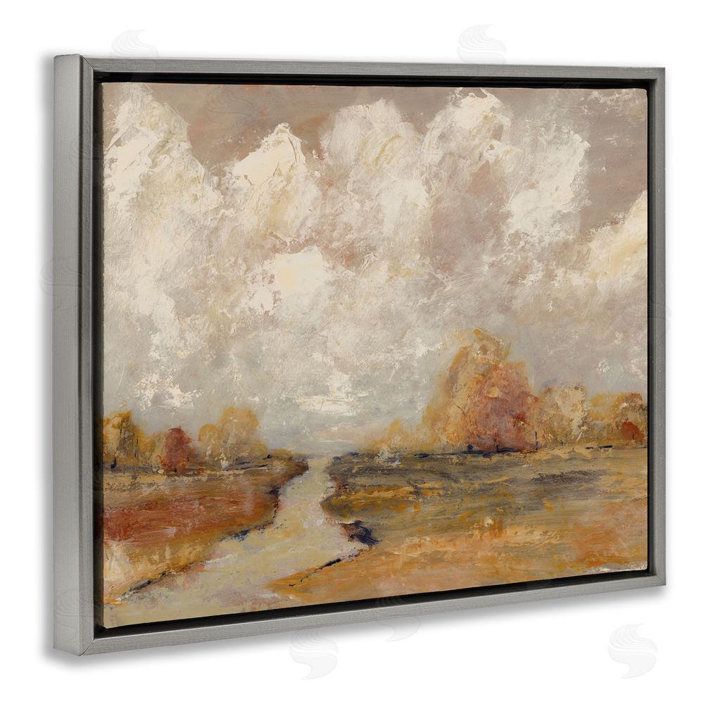 Amanda Hilburn Golden Day Landscape Gray Floating Frame Canvas Wall Art Print