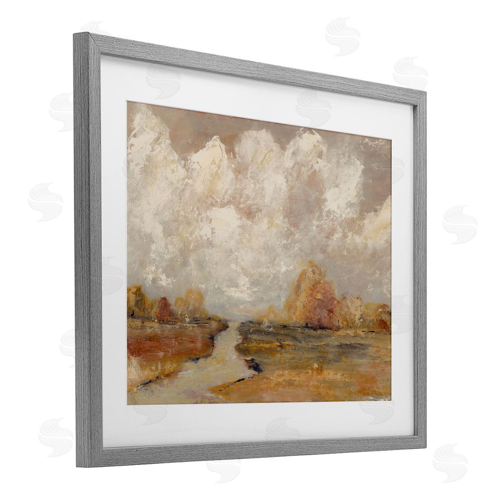 Amanda Hilburn Golden Day Landscape Gray Framed Print Under Glass with White Mat Wall Art