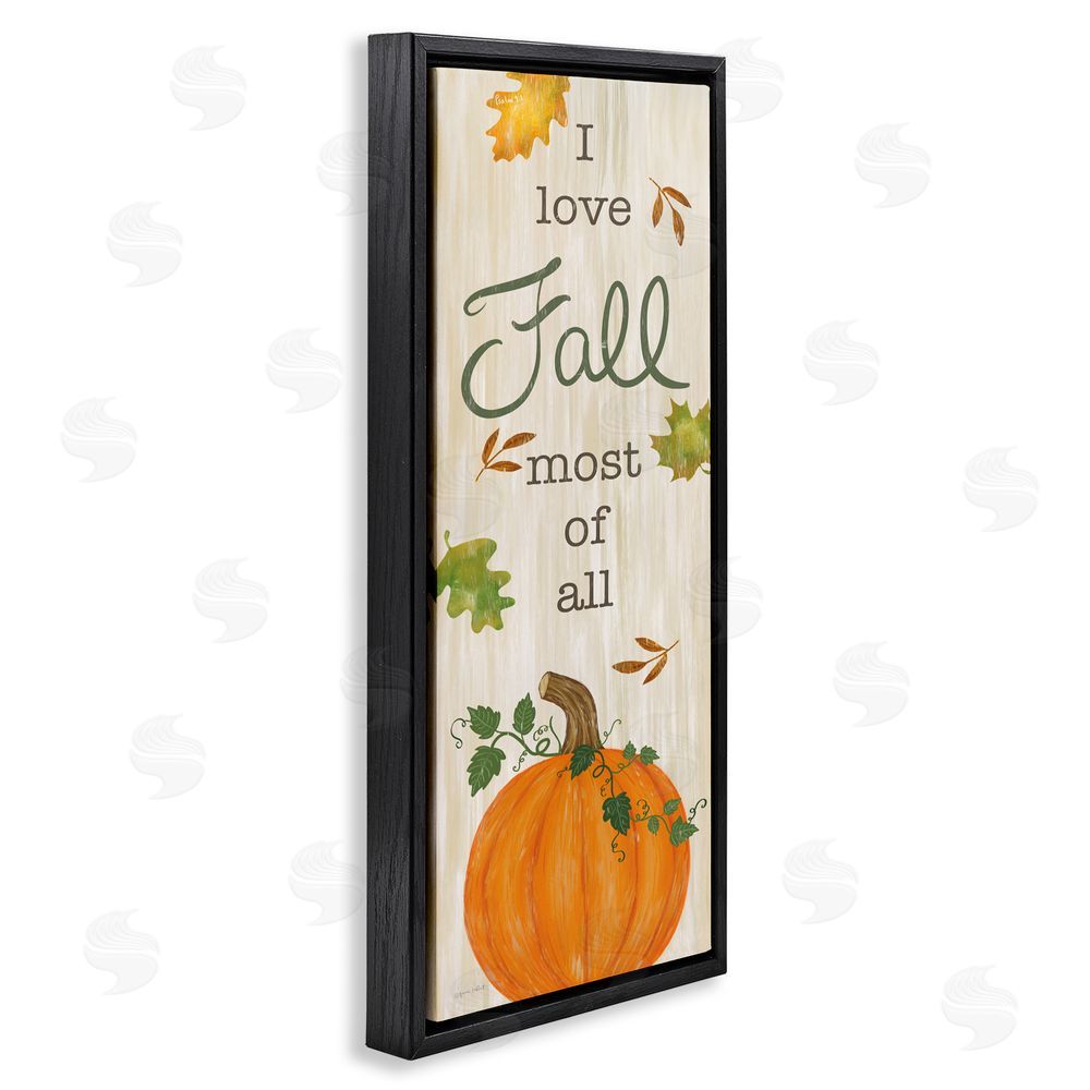 Annie LaPoint Love Fall Most with Pumpkin Black Floating Frame Canvas Wall Art Print
