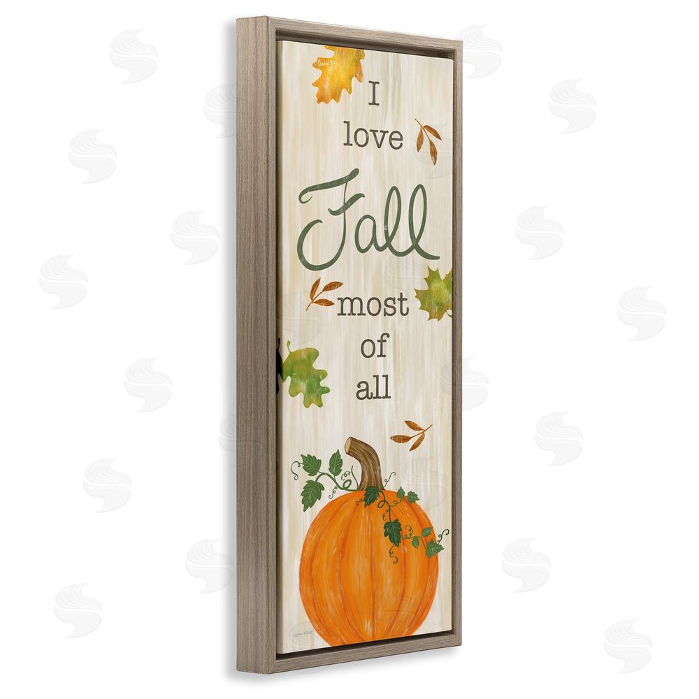 Annie LaPoint Love Fall Most with Pumpkin Brown Floating Frame Canvas Art Print
