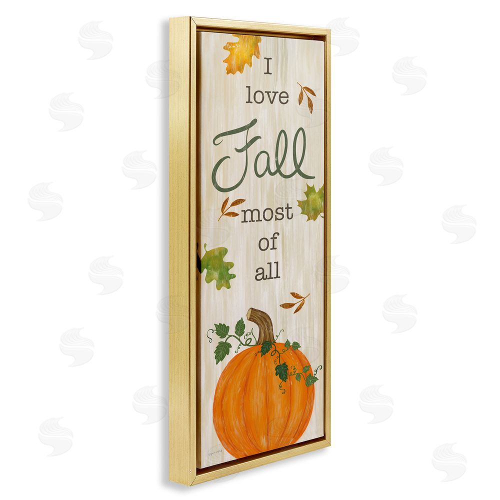 Annie LaPoint Love Fall Most with Pumpkin Gold Floating Frame Canvas Art Print