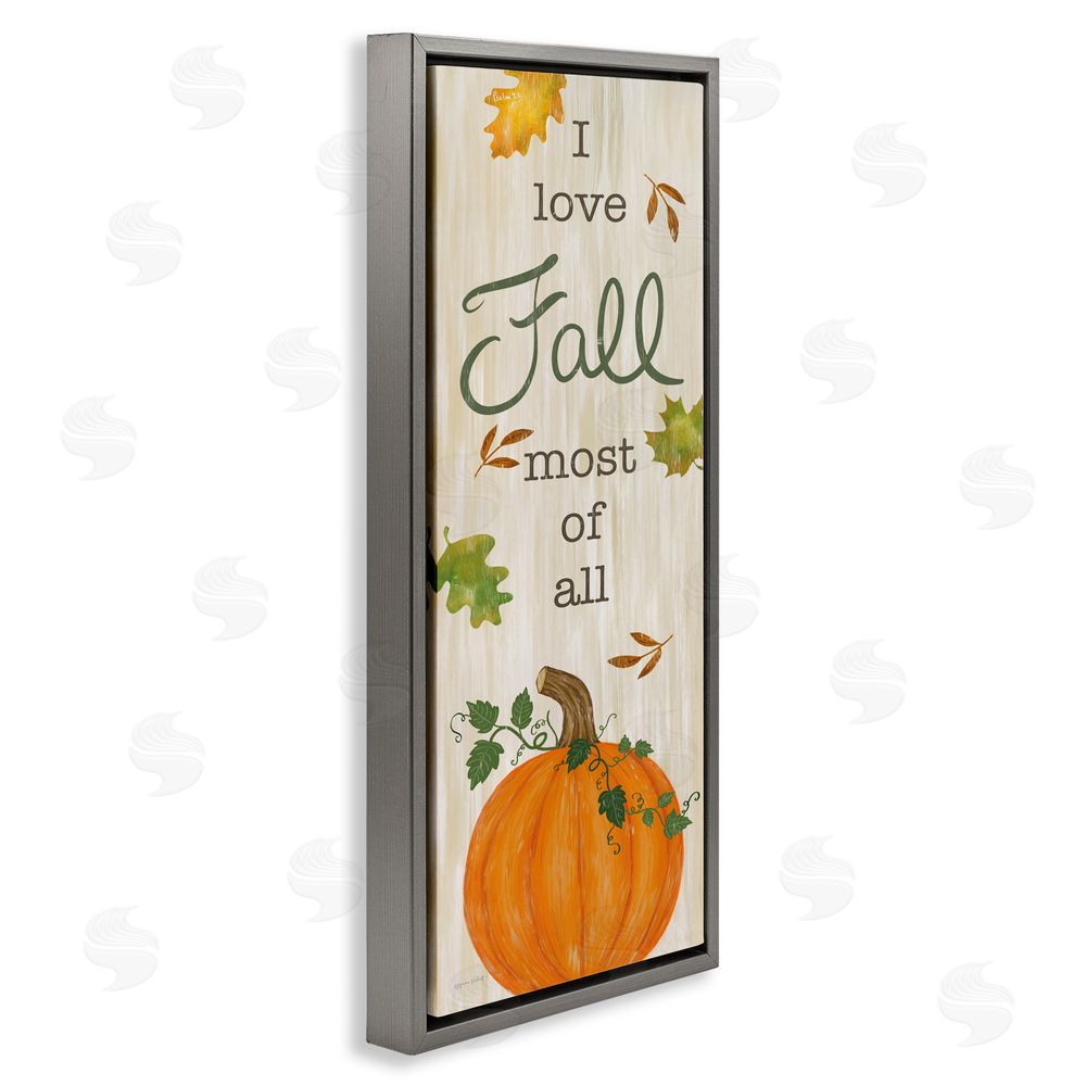Annie LaPoint Love Fall Most with Pumpkin Gray Floating Frame Canvas Art Print