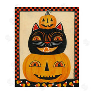Bernadette Deming | Retro Smiling Pumpkins & Cat