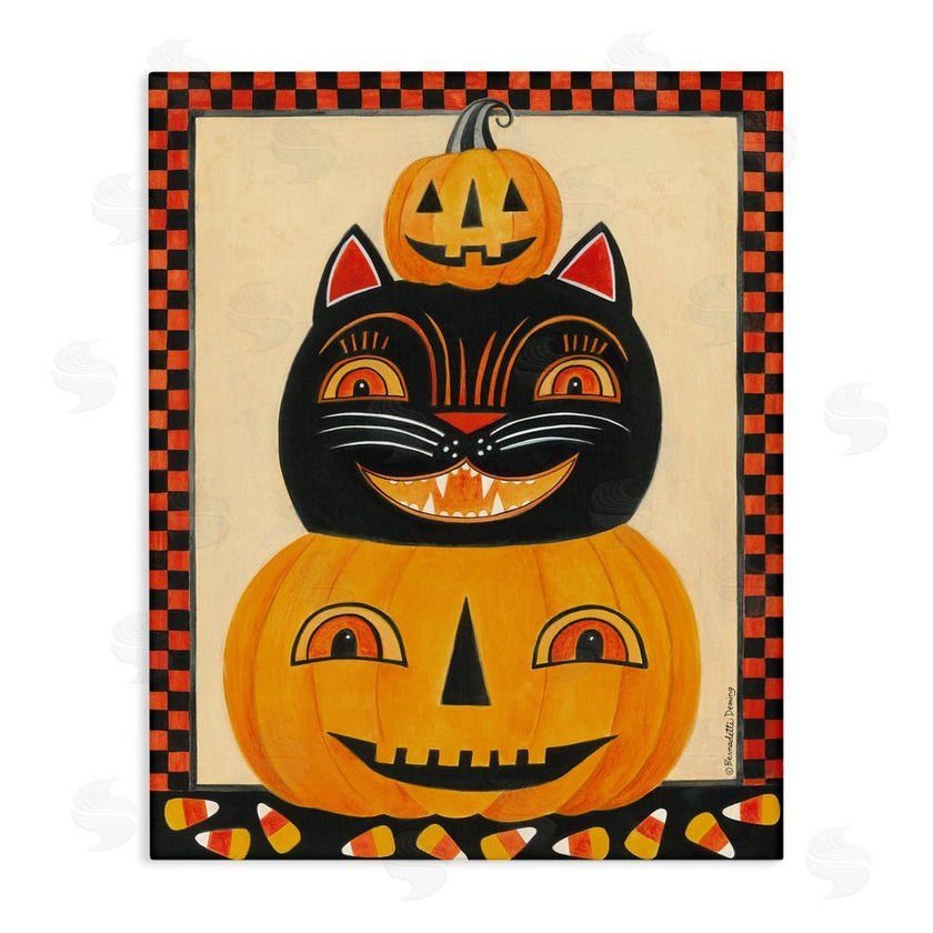 Bernadette Deming | Retro Smiling Pumpkins & Cat