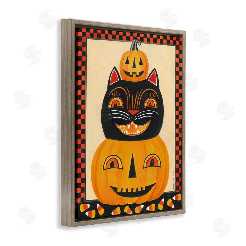 Bernadette Deming | Retro Smiling Pumpkins & Cat