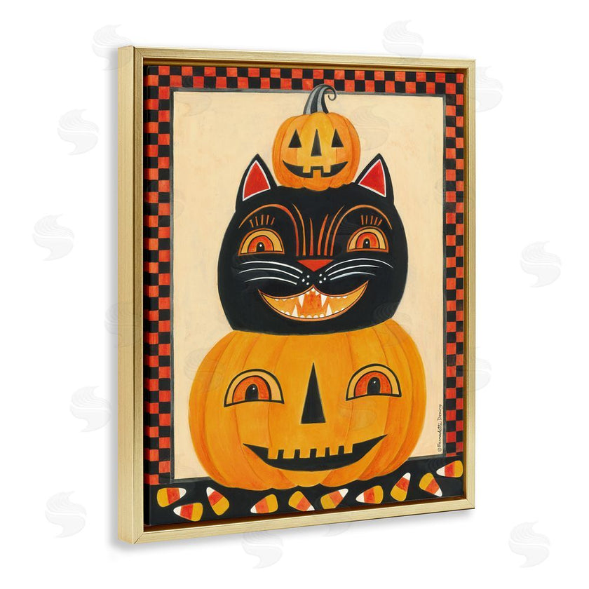 Bernadette Deming | Retro Smiling Pumpkins & Cat