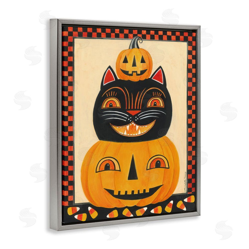 Bernadette Deming | Retro Smiling Pumpkins & Cat