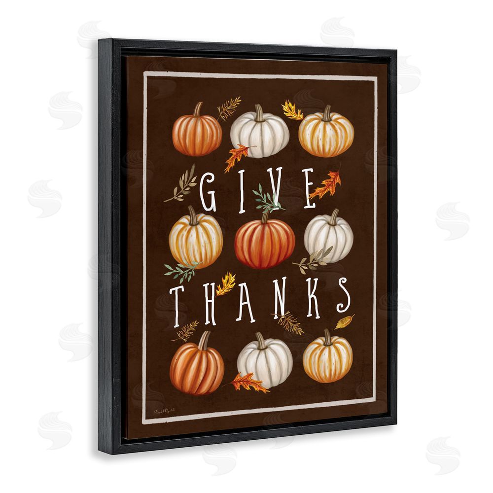 Elizabeth Tyndall Give Thanks with Varied Pumpkins Black Floating Frame Canvas Wall Art Print