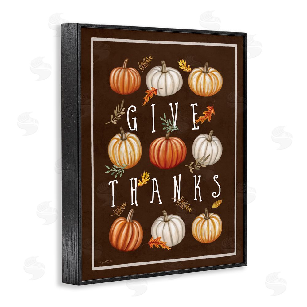 Elizabeth Tyndall Give Thanks with Varied Pumpkins Black Framed Giclee Art Print