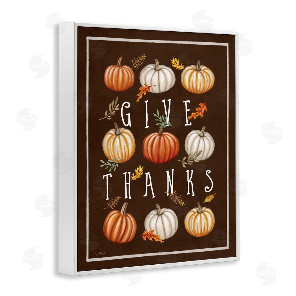 Elizabeth Tyndall Give Thanks with Varied Pumpkins White Frame Giclee Art Print