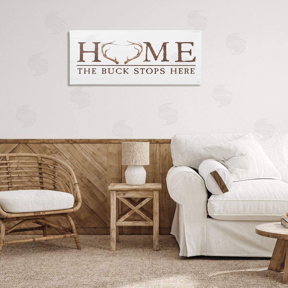 Lux + Me Designs Buck Stops Here Typography Printed Wall Art in Room