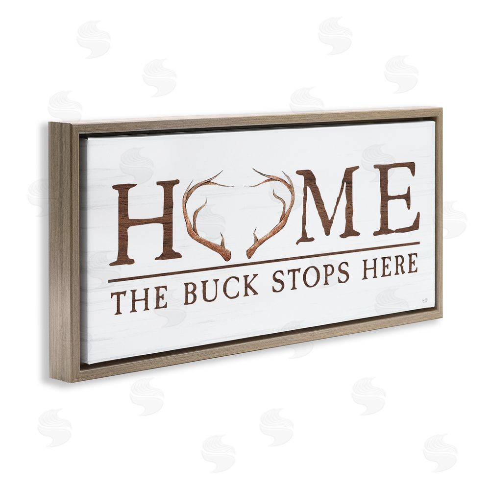 Lux + Me Designs Buck Stops Here Typography Brown Floating Frame Canvas Art Print
