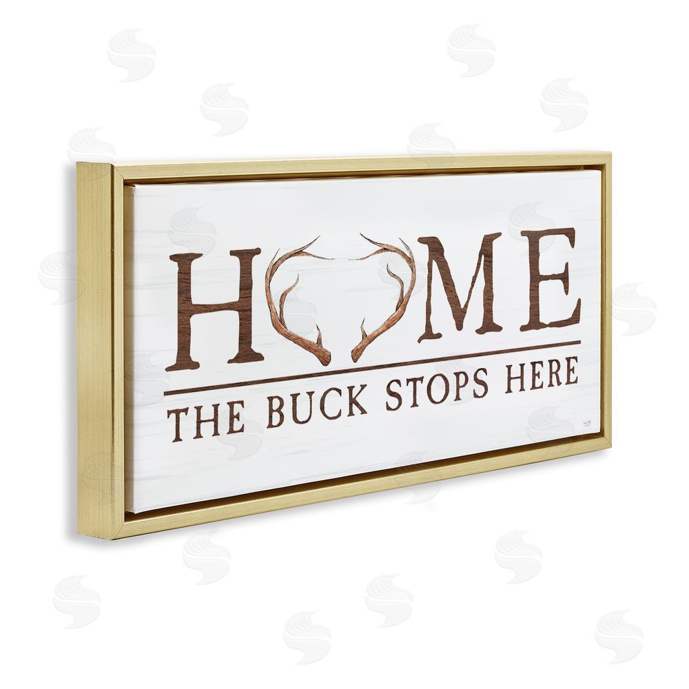 Lux + Me Designs Buck Stops Here Typography Gold Floating Frame Canvas Art Print