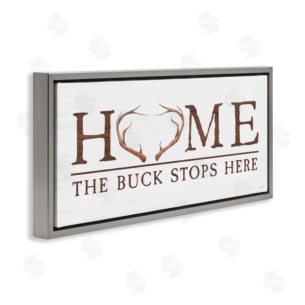 Lux + Me Designs Buck Stops Here Typography Gray Floating Frame Canvas Art Print