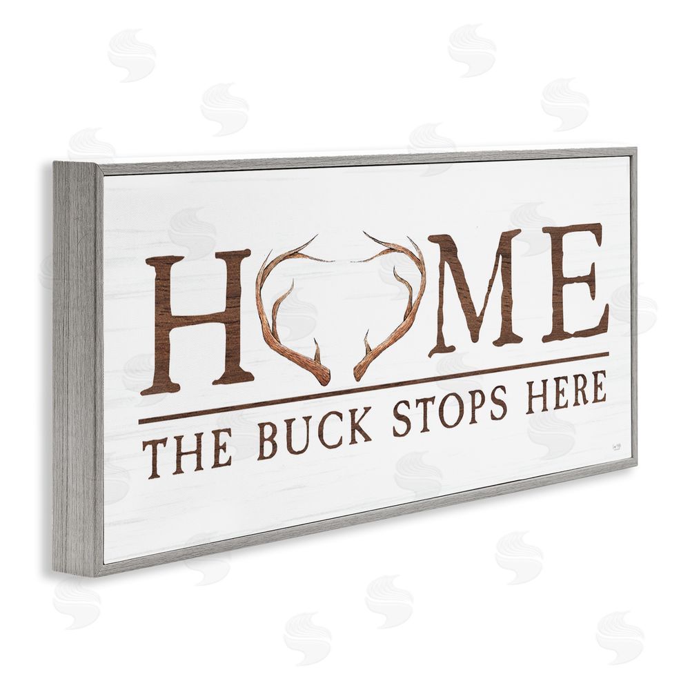 Lux + Me Designs Buck Stops Here Typography Gray Framed Giclee Art Print