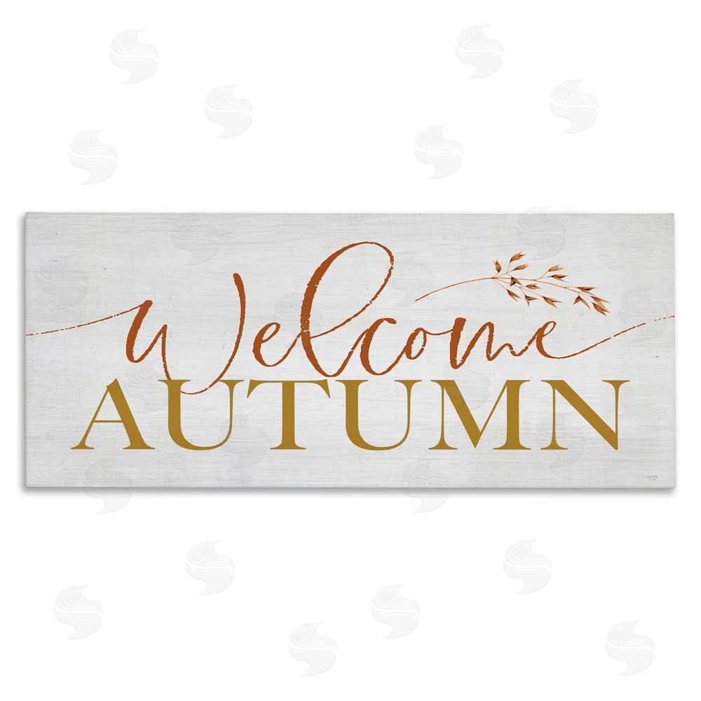 Lux + Me Designs Inviting Welcome Autumn Script Canvas Wall Art Print