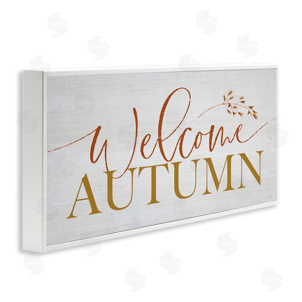Lux + Me Designs Inviting Welcome Autumn Script White Frame Giclee Art Print