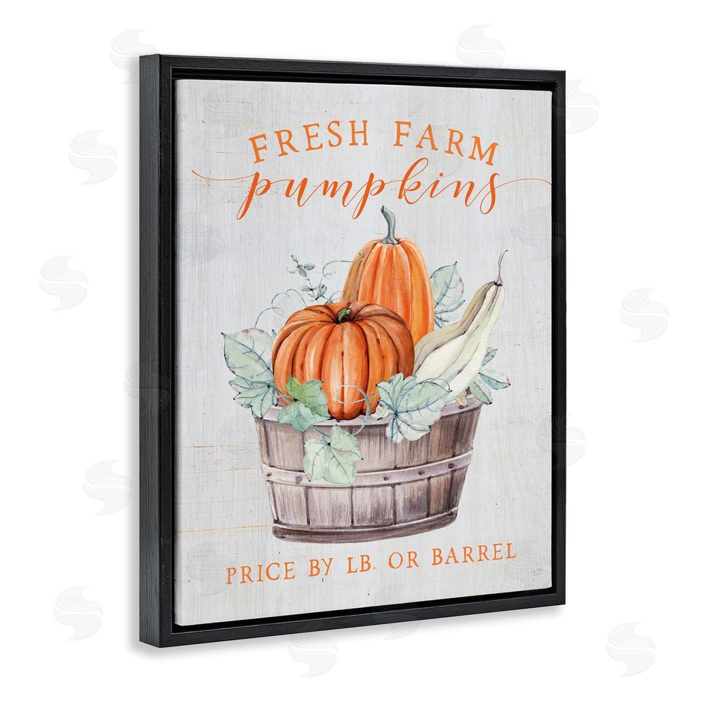 Lux + Me Designs Fresh Farm Pumpkins & Gourds Black Floating Frame Canvas Wall Art Print