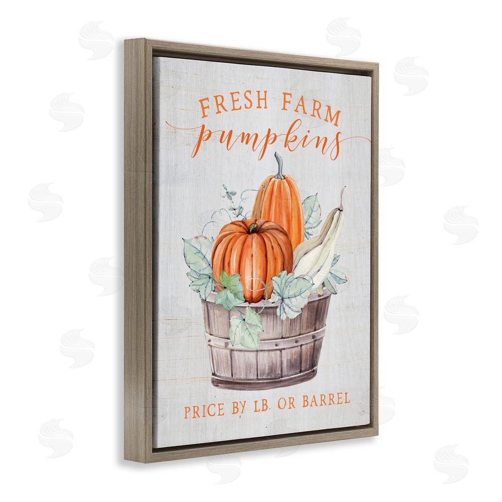 Lux + Me Designs Fresh Farm Pumpkins & Gourds Brown Floating Frame Canvas Art Print