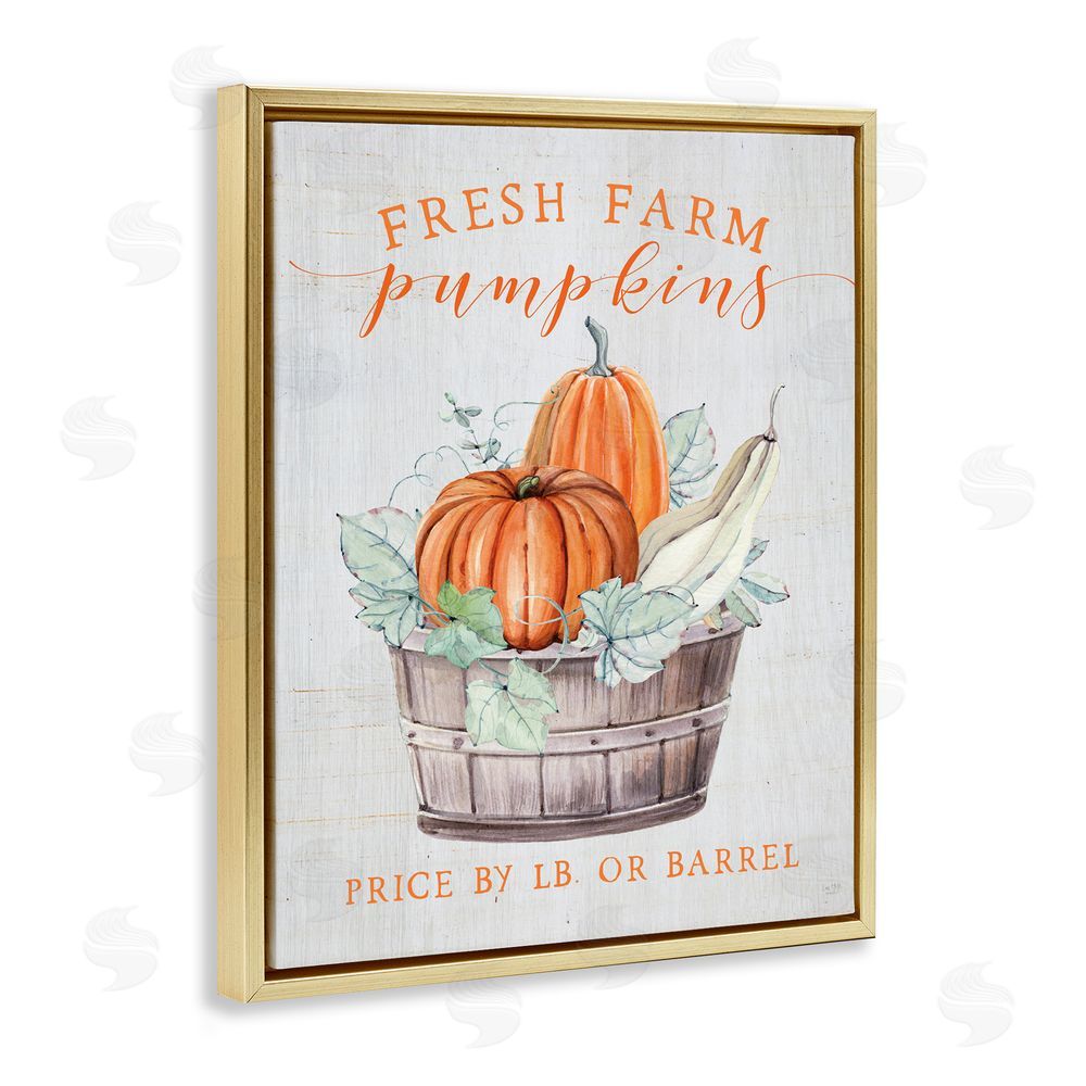 Lux + Me Designs Fresh Farm Pumpkins & Gourds Gold Floating Frame Canvas Art Print