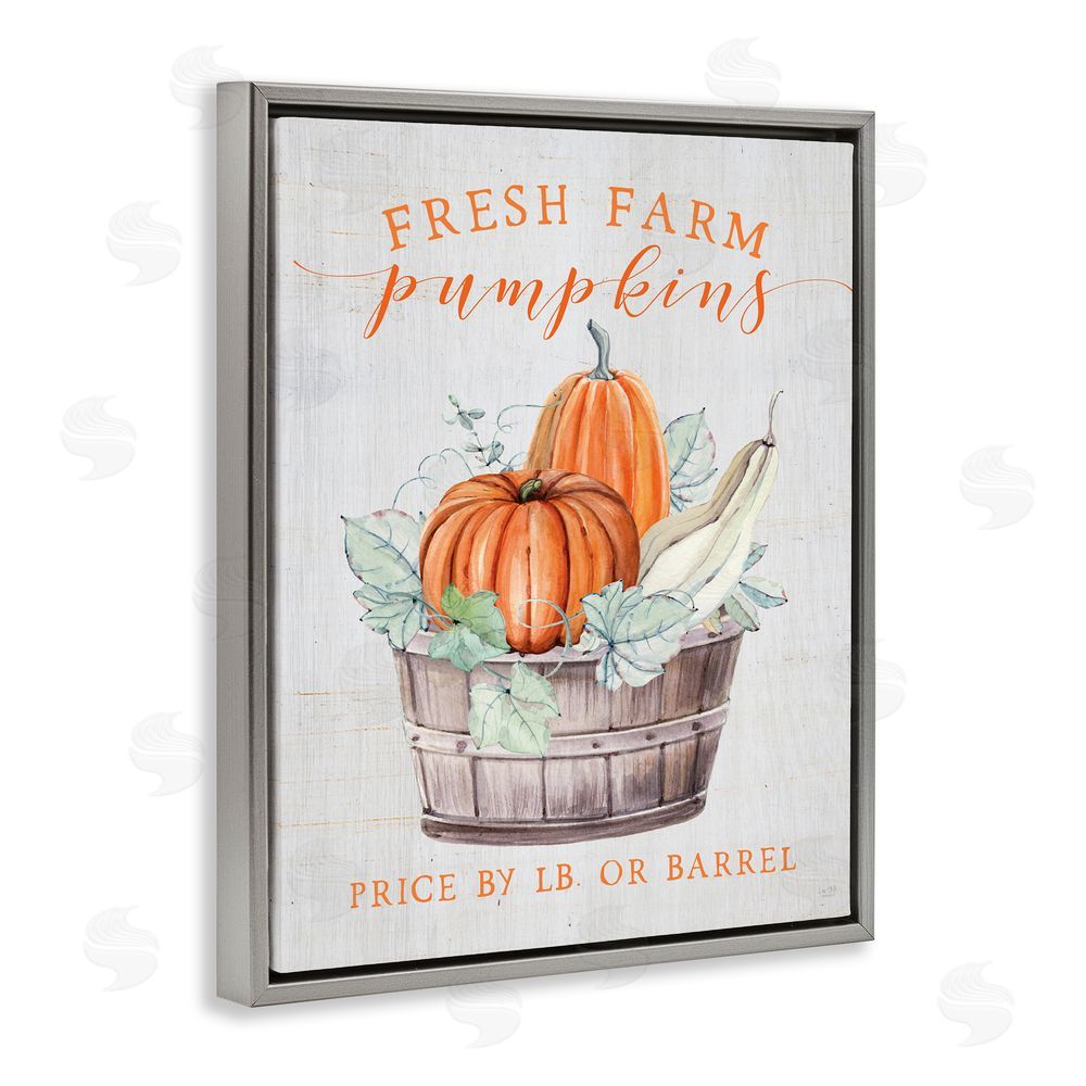 Lux + Me Designs Fresh Farm Pumpkins & Gourds Gray Floating Frame Canvas Art Print