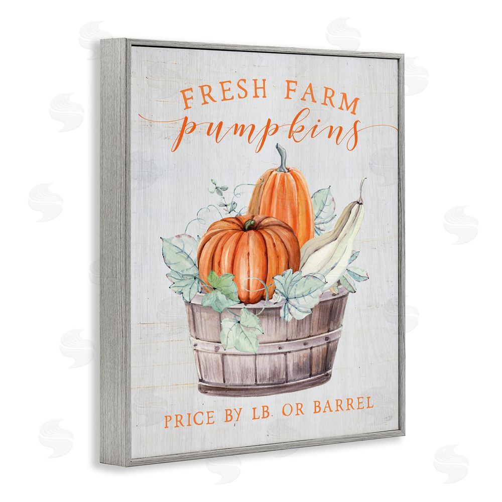 Lux + Me Designs Fresh Farm Pumpkins & Gourds Gray Framed Giclee Art Print