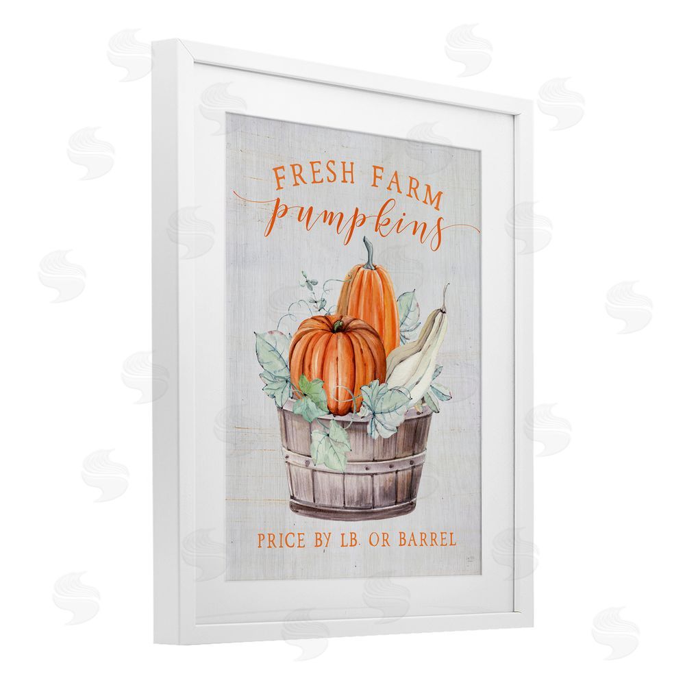 Lux + Me Designs Fresh Farm Pumpkins & Gourds White Framed Print Under Glass Art