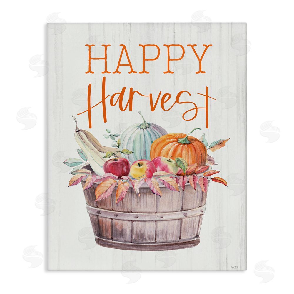 Lux + Me Designs Happy Harvest Rustic Basket Canvas Wall Art Print