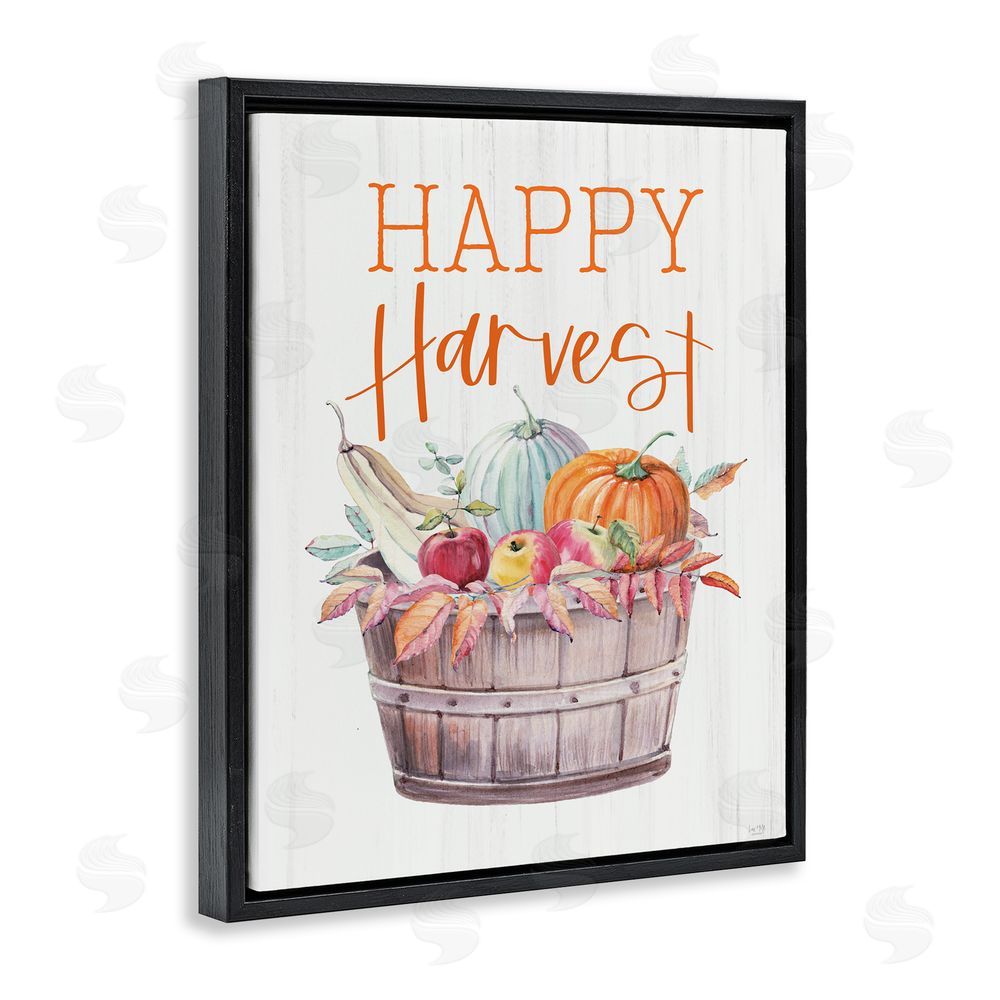 Lux + Me Designs Happy Harvest Rustic Basket Black Floating Frame Canvas Wall Art Print