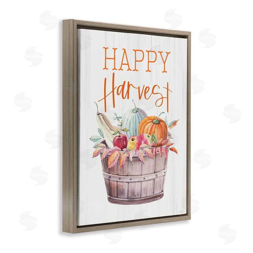 Lux + Me Designs Happy Harvest Rustic Basket Brown Floating Frame Canvas Art Print