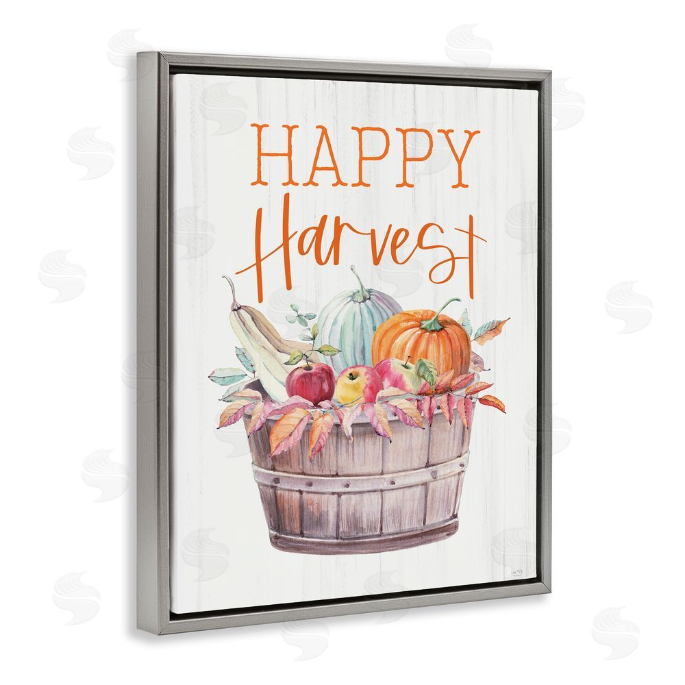 Lux + Me Designs Happy Harvest Rustic Basket Gray Floating Frame Canvas Art Print