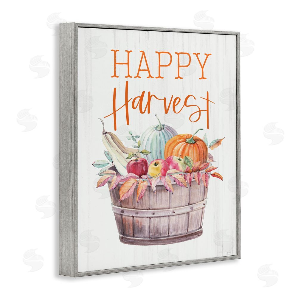 Lux + Me Designs Happy Harvest Rustic Basket Gray Framed Giclee Art Print