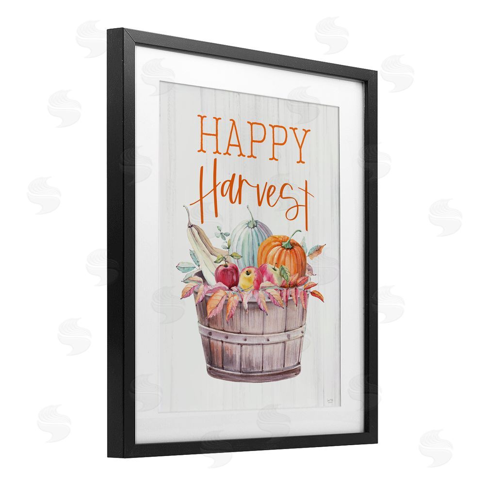 Lux + Me Designs Happy Harvest Rustic Basket Black Framed Print Under Glass Art