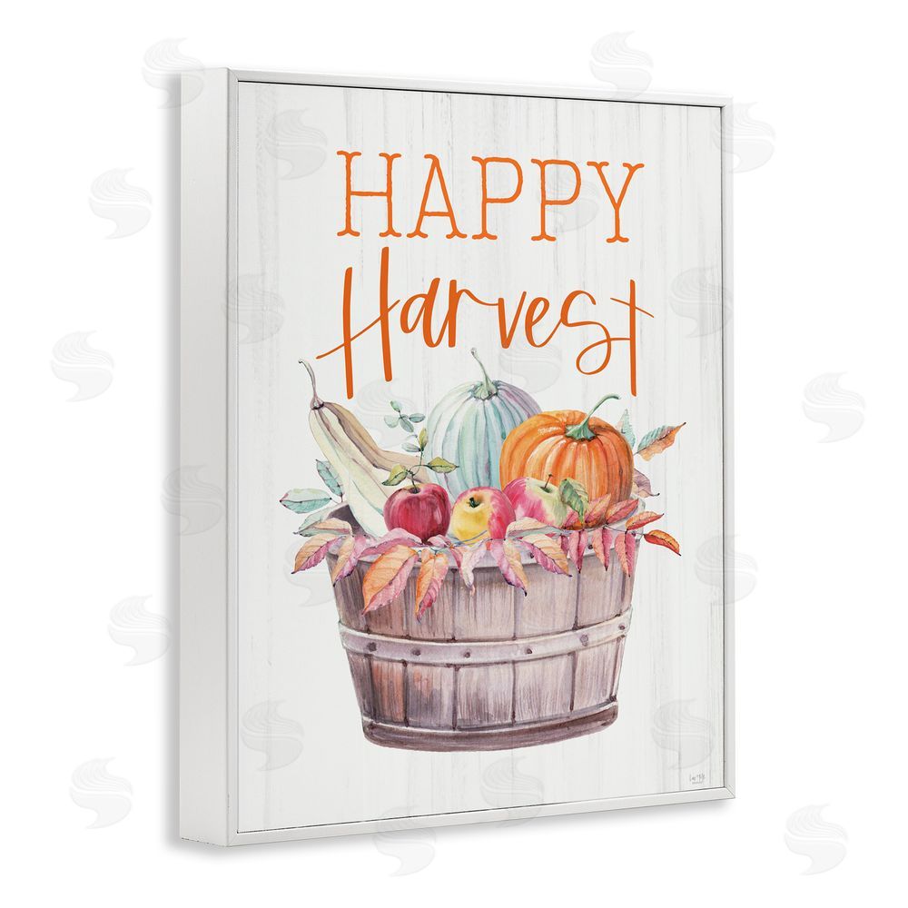 Lux + Me Designs Happy Harvest Rustic Basket White Frame Giclee Art Print