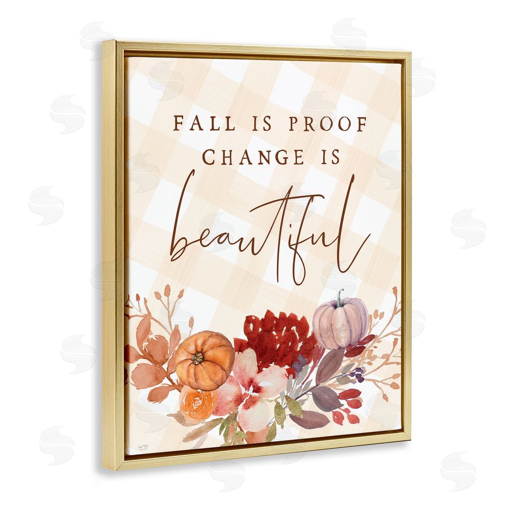 Lux + Me Designs Fall Is Proof Change Is Beautiful Gold Floating Frame Canvas Art Print