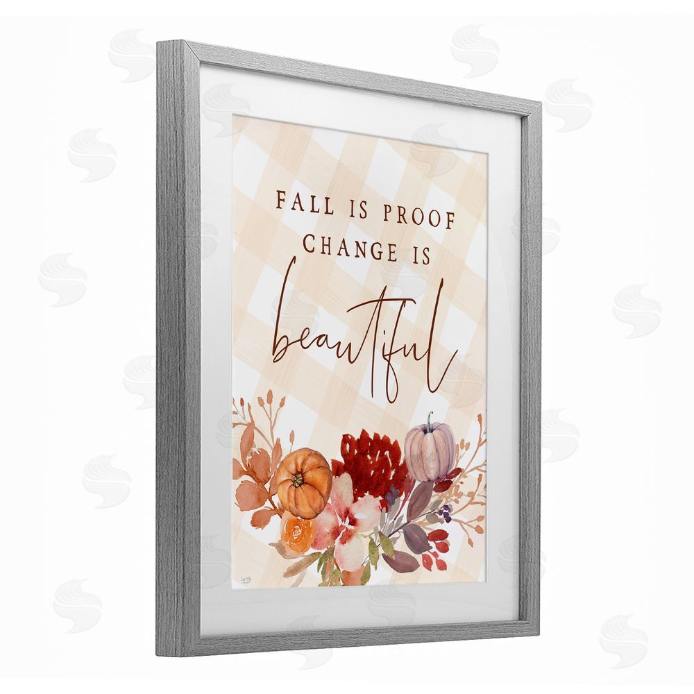 Lux + Me Designs Fall Is Proof Change Is Beautiful Gray Framed Print Under Glass Art