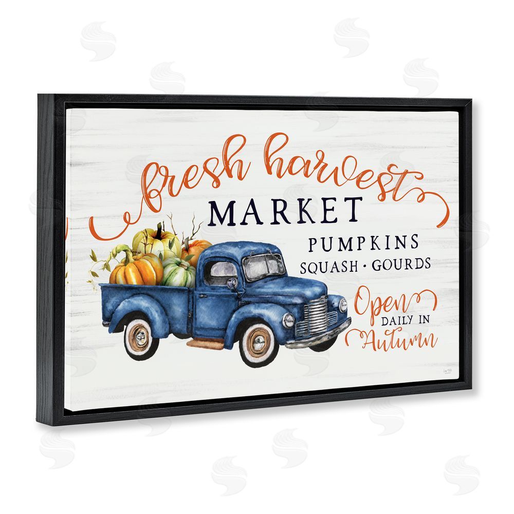 Lux + Me Designs Fresh Harvest Market Open Black Floating Frame Canvas Wall Art Print