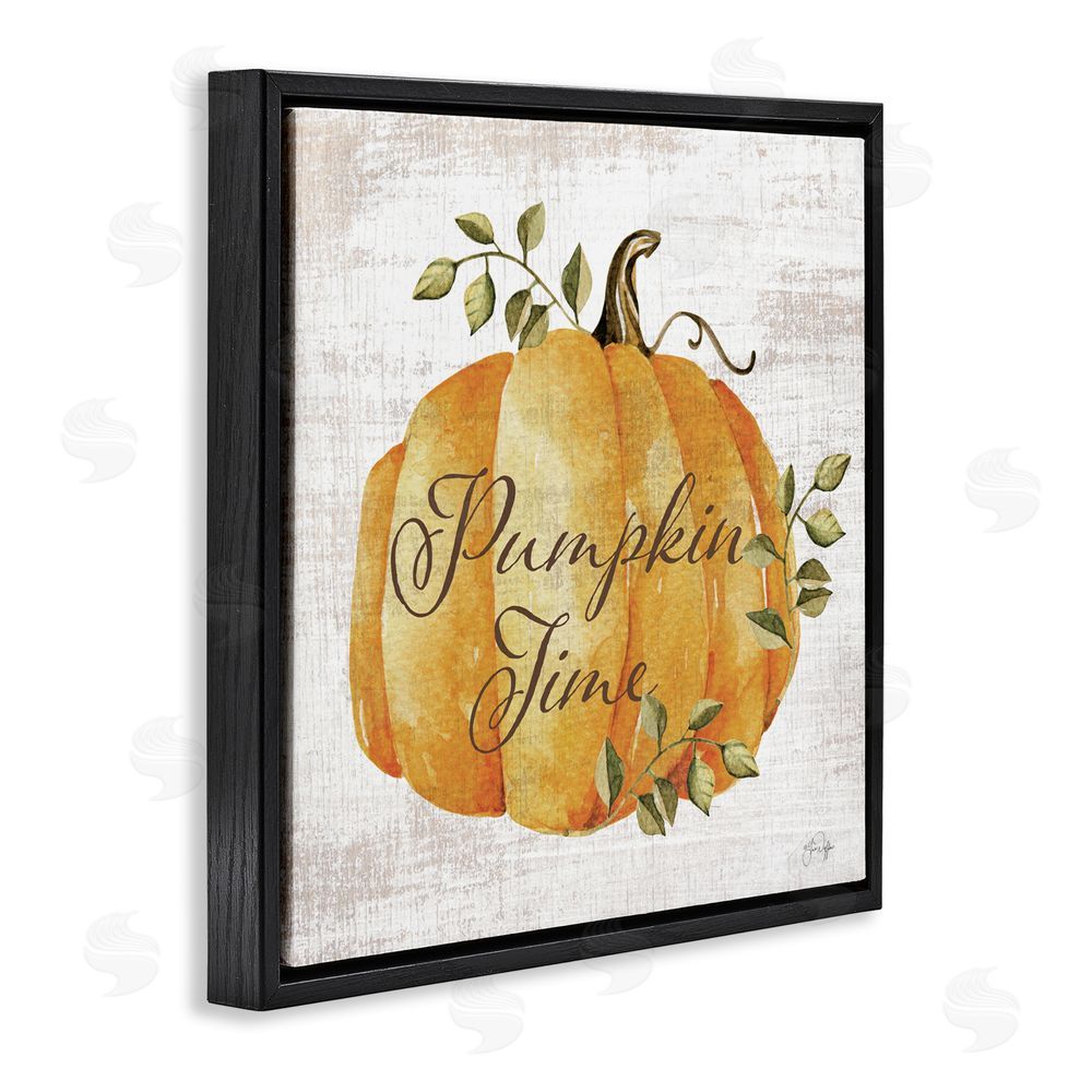 Yass Naffas Designs Pumpkin Time over Rustic Black Floating Frame Canvas Wall Art Print