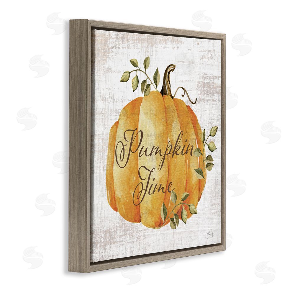 Yass Naffas Designs Pumpkin Time over Rustic Brown Floating Frame Canvas Art Print